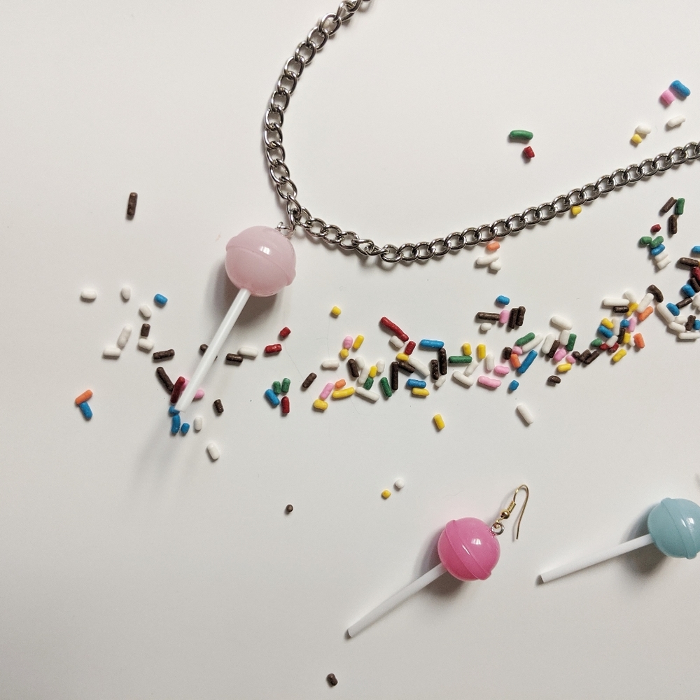 Pink Candy necklace dum dum jewelry